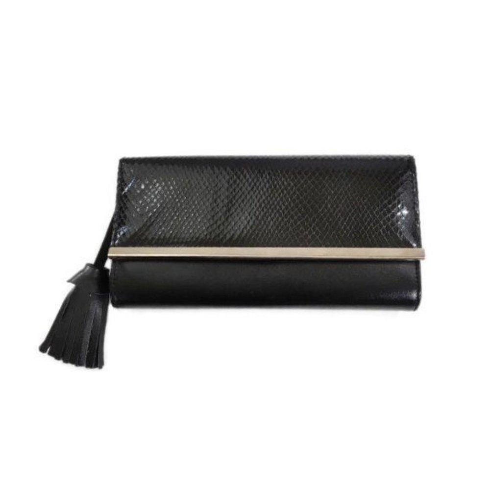 Payless Classic Black Snakeskin Clutch